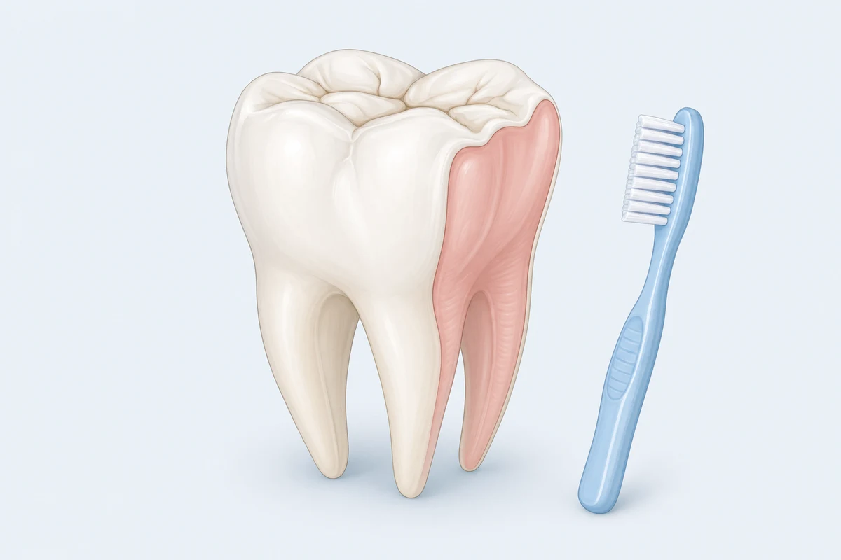 Brushing the outer, inner, and chewing surfaces of a tooth